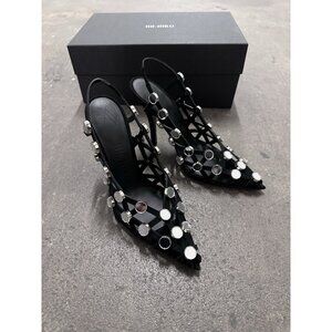 THE ATTICO Grid Sling Back Pump Heels Black